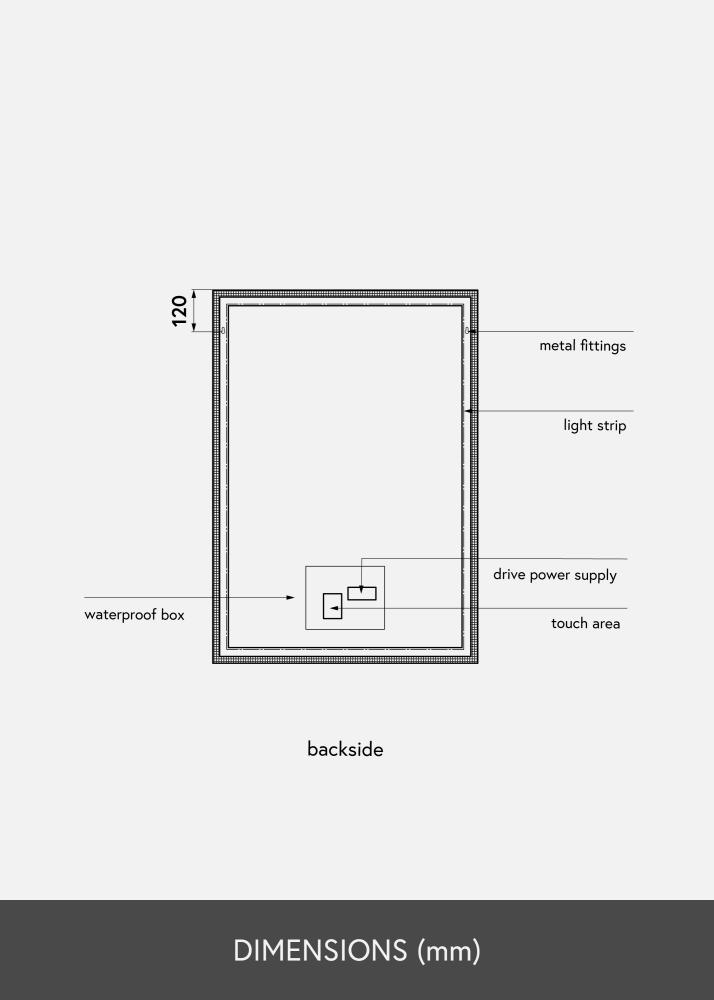 KAILA Spejl Corners III LED 76x107 cm