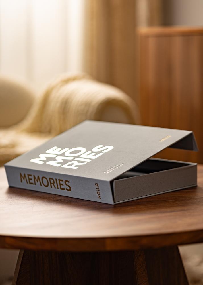 KAILA MEMORIES Grey - Coffee Table Photo Album (60 Sorte Sider / 30 Blade)