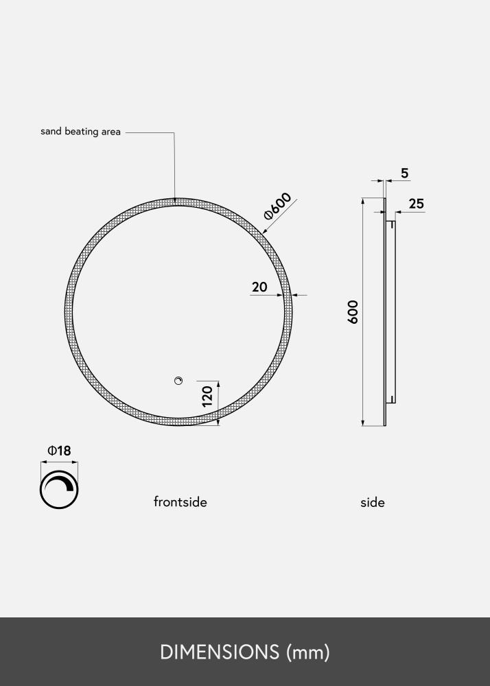 KAILA Spejl Frost LED 60 cm Ø