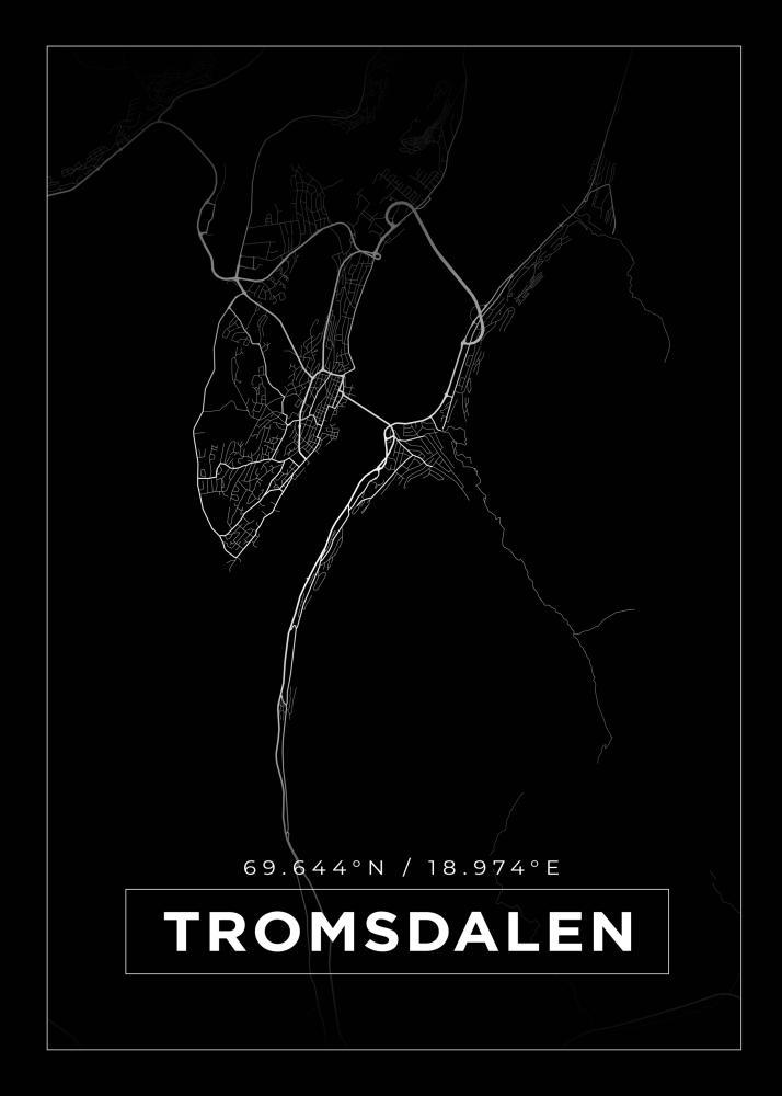 Kort - Tromsdalen - Sort Plakat