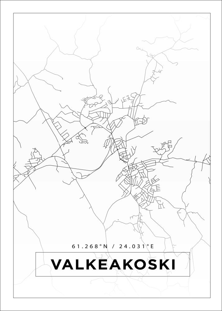 Kort - Valkeakoski - Hvid Plakat