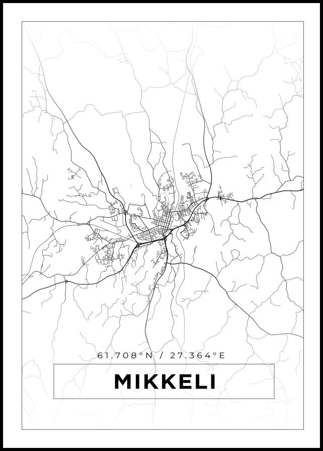 Kort - Mikkeli - Hvid Plakat