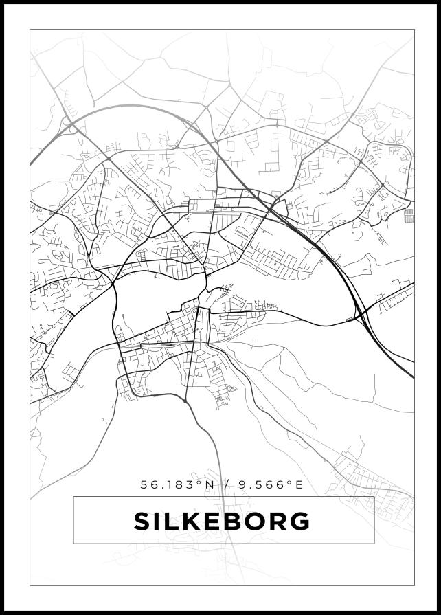 Kort - Silkeborg - Hvid Plakat