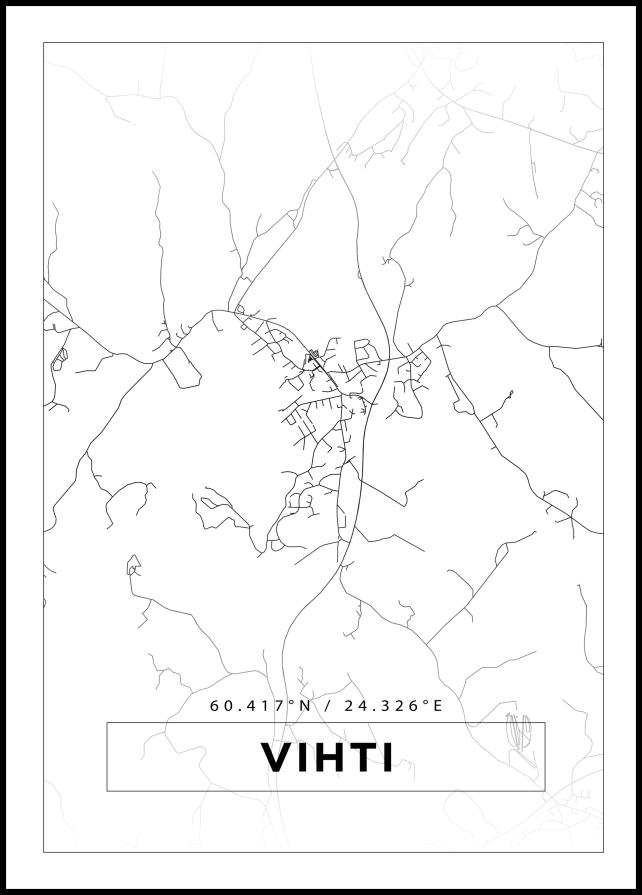 Kort - Vihti - Hvid Plakat