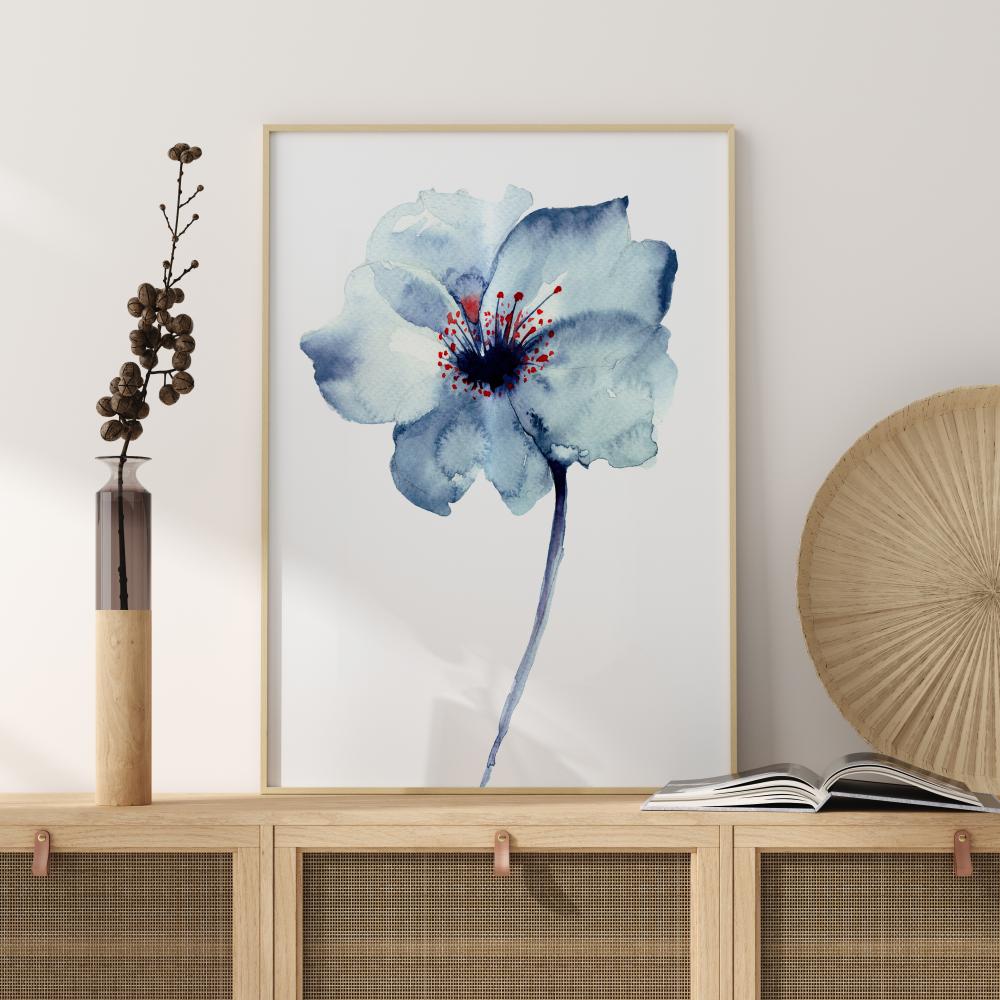 Aquarelle Flower - Blue Plakat