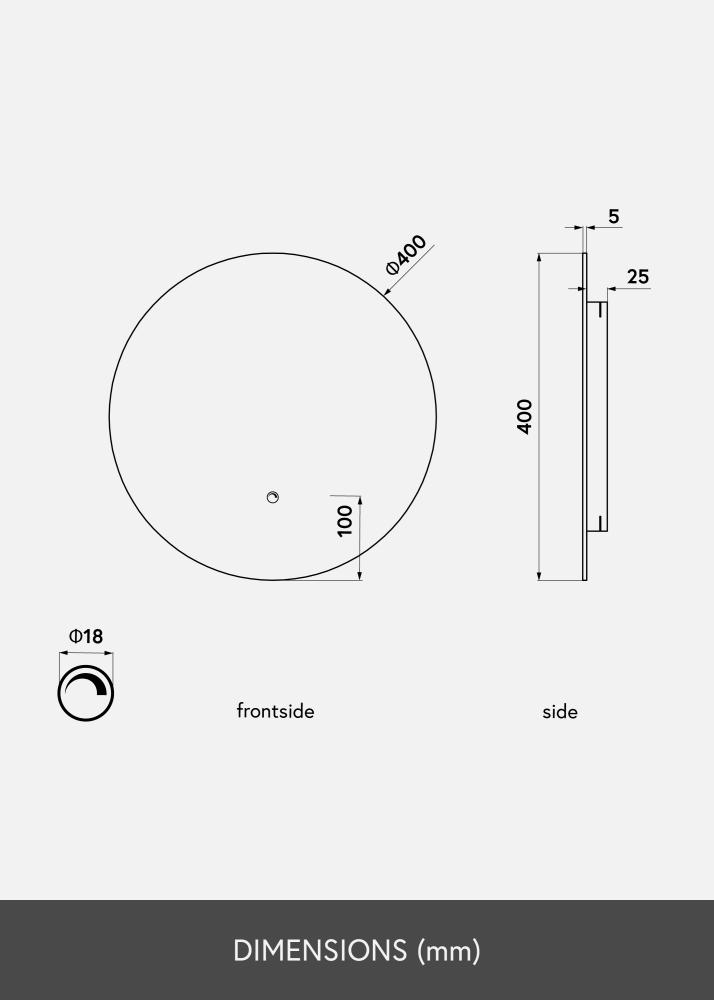 KAILA Spejl LED 40 cm Ø