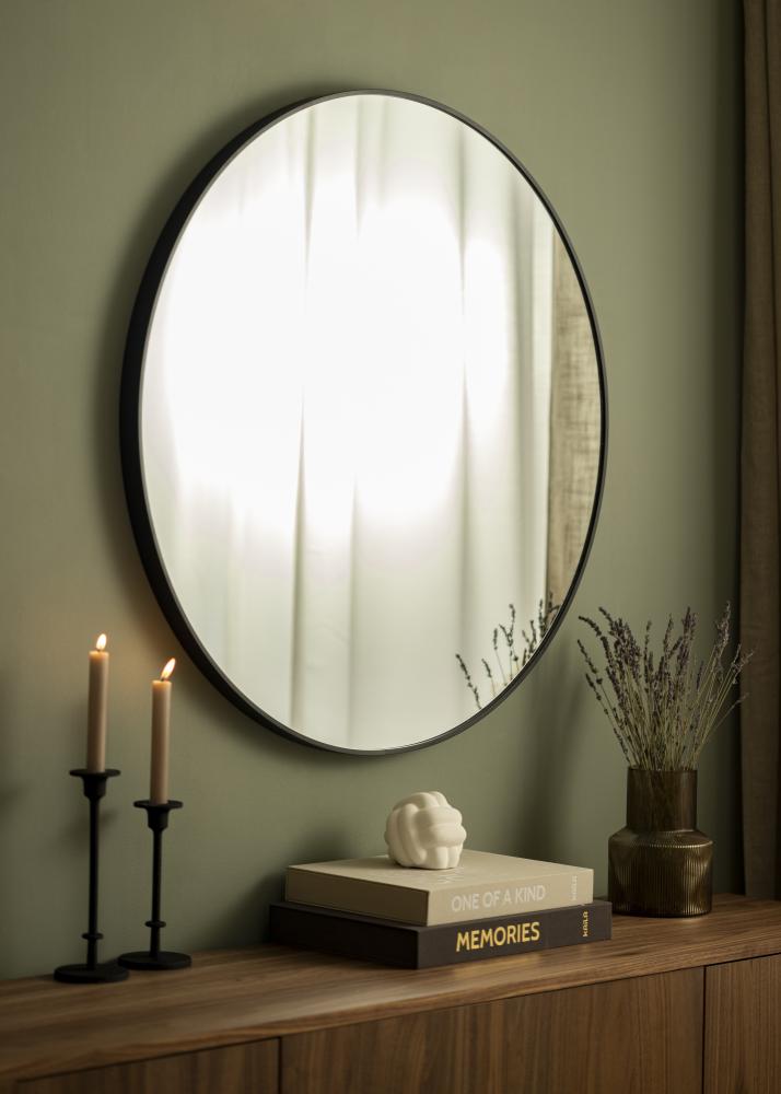 KAILA Round Mirror - Edge Black 90 cm Ø