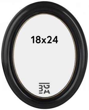 Oval sort fotoramme til 18x24 cm billede