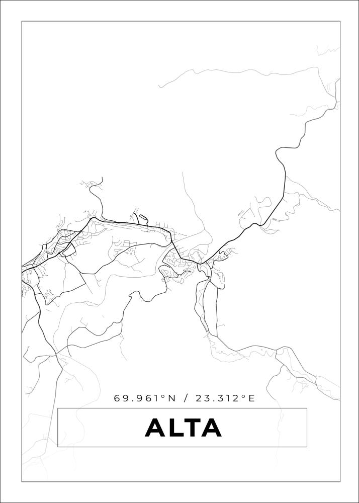 Kort - Alta - Hvid Plakat