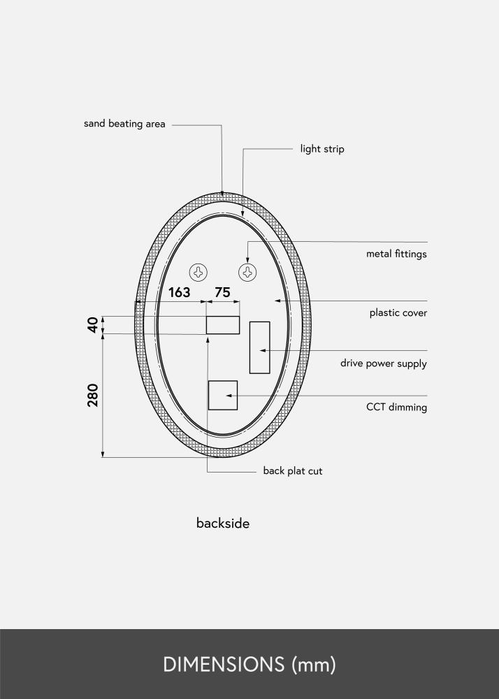 KAILA Spejl Oval LED 40x60 cm