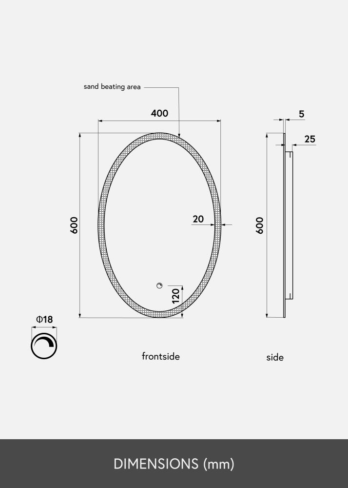 KAILA Spejl Oval LED 40x60 cm