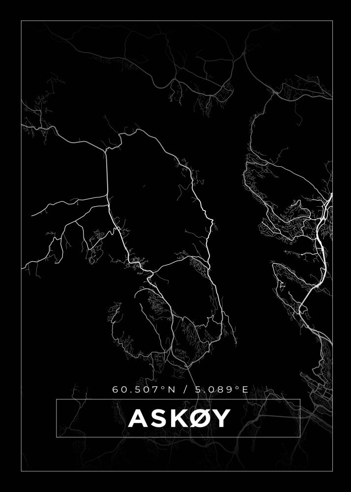 Kort - Askøy - Sort Plakat