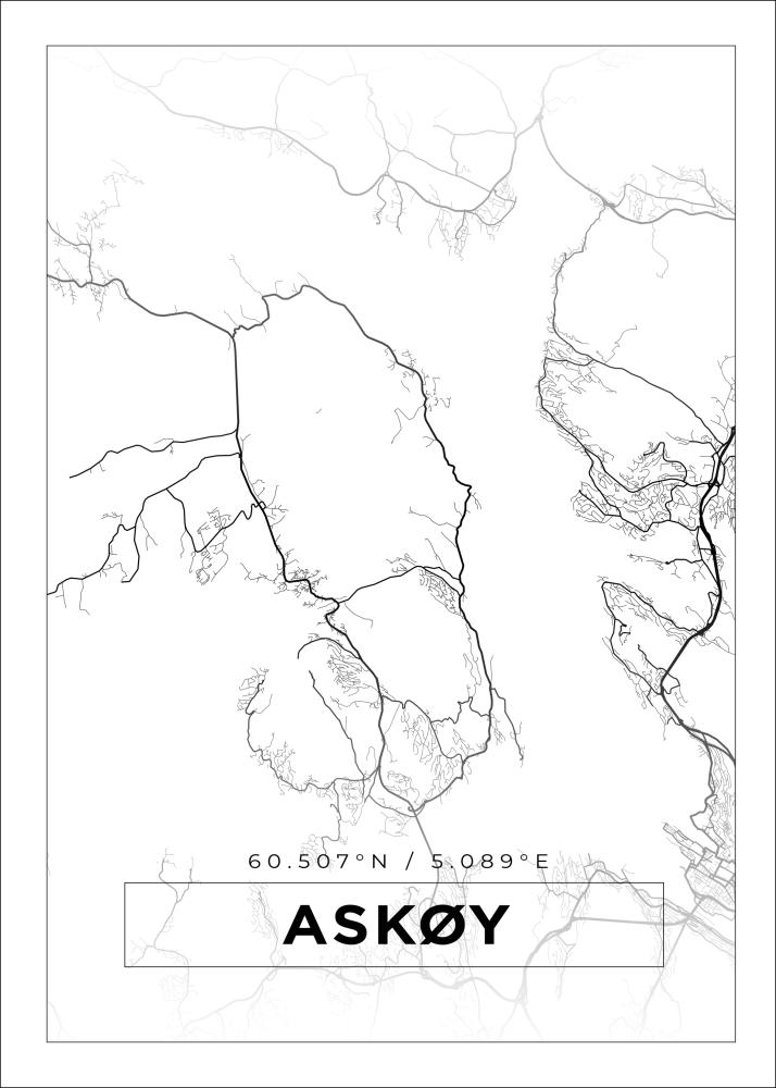 Kort - Askøy - Hvid Plakat