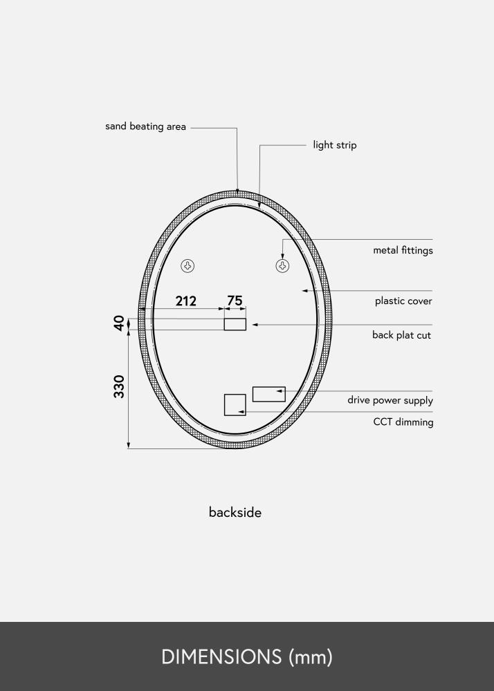 KAILA Spejl Oval LED 50x70 cm