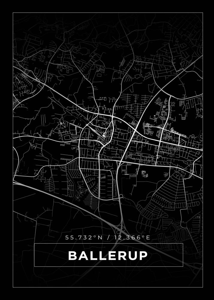 Kort - Ballerup - Sort Plakat