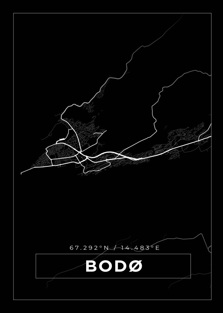 Kort - Bodø - Sort Plakat