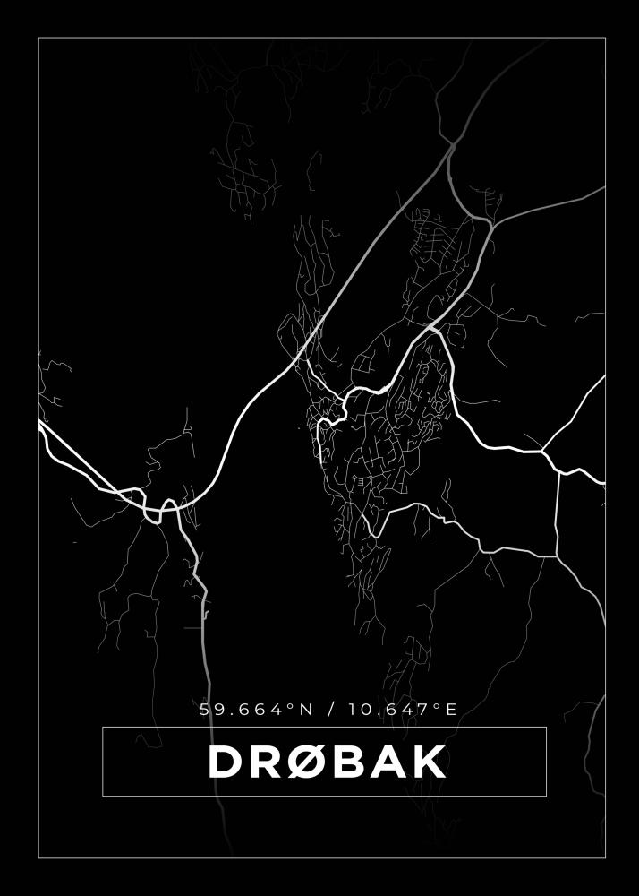 Kort - Drøbak - Sort Plakat