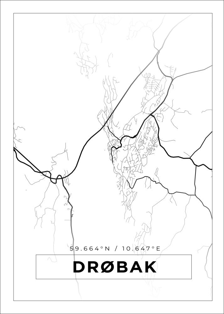 Kort - Drøbak - Hvid Plakat