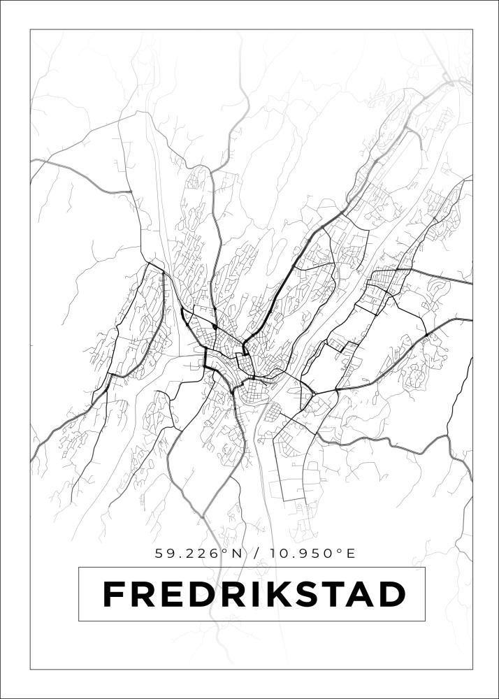 Kort - Fredrikstad - Hvid Plakat