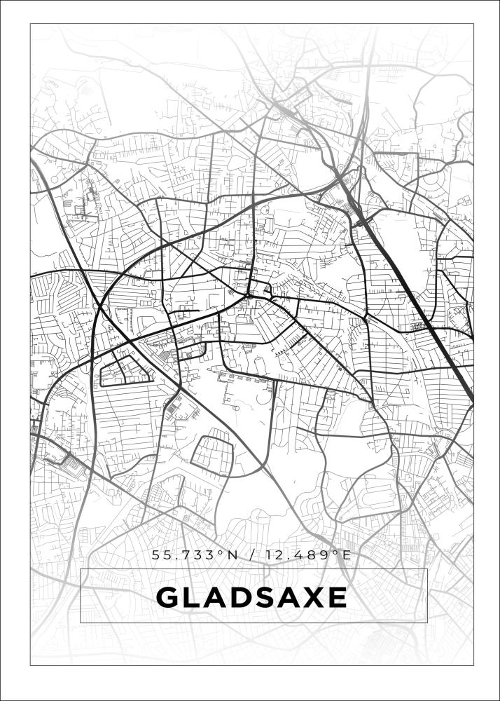 Kort - Gladsaxe - Hvid Plakat