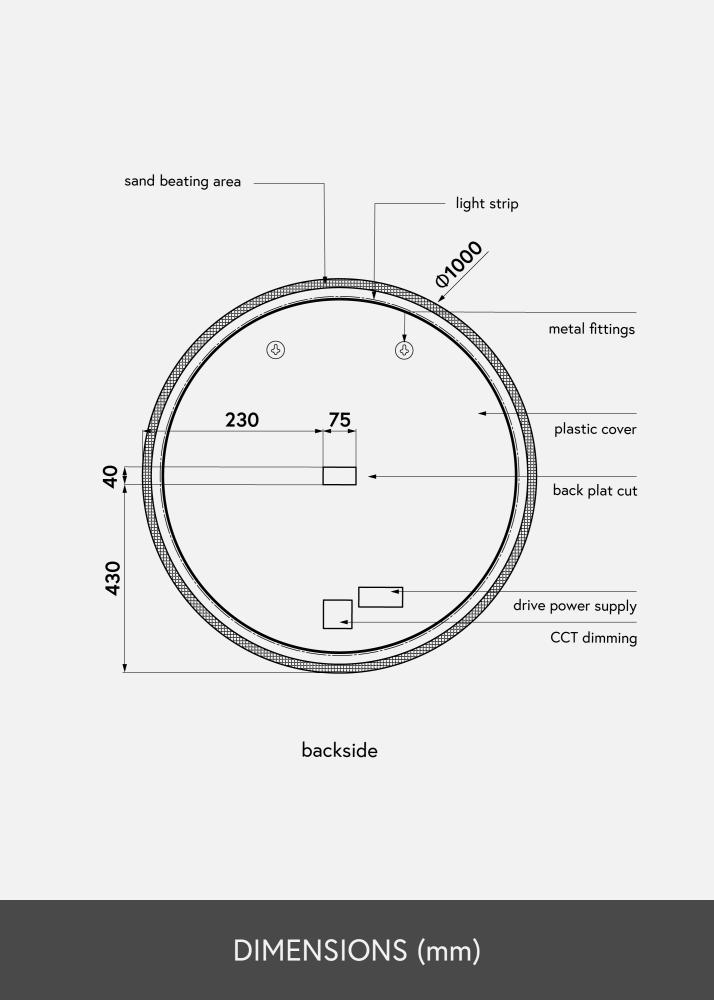 KAILA Spejl Frost LED 100 cm Ø