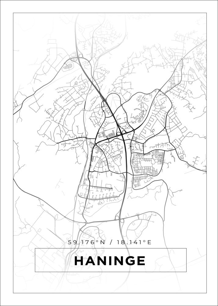 Kort - Haninge - Hvid Plakat