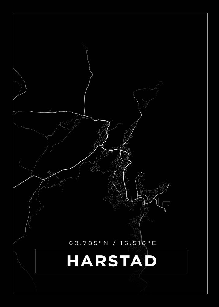 Kort - Harstad - Sort Plakat