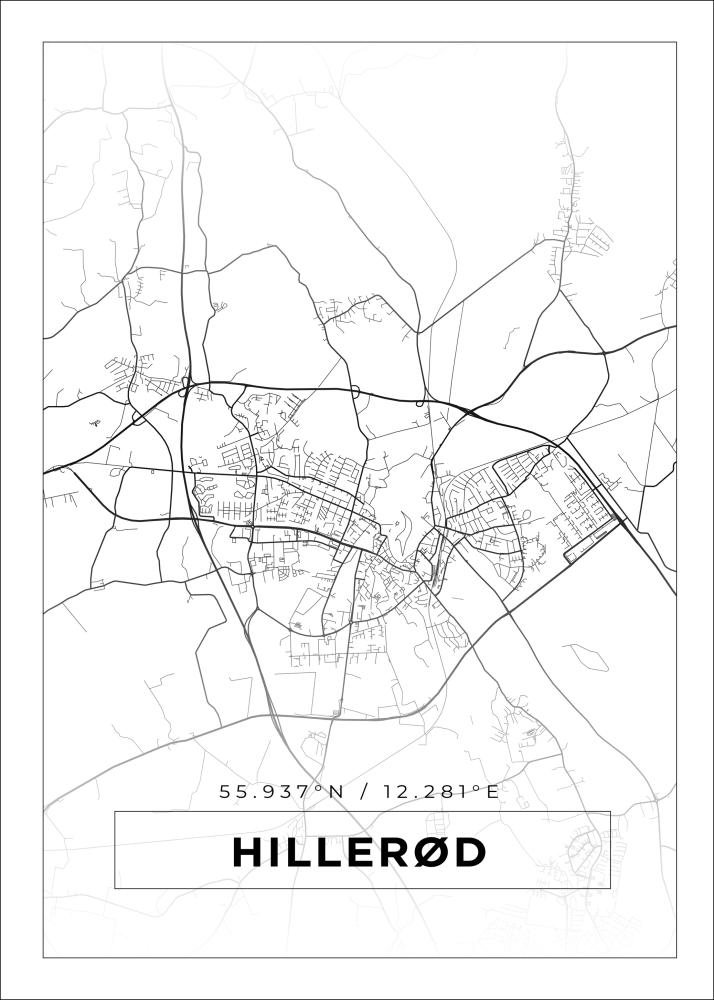 Kort - Hillerød - Hvid Plakat