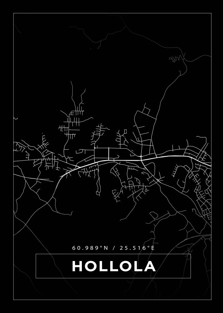 Kort - Hollola - Sort Plakat