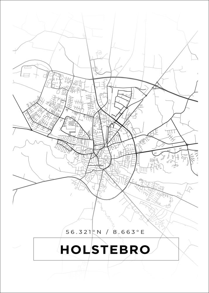 Kort - Holstebro - Hvid Plakat