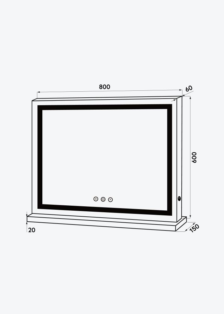 KAILA Makeupspejl Base Horisontal LED Hvid 80x60 cm