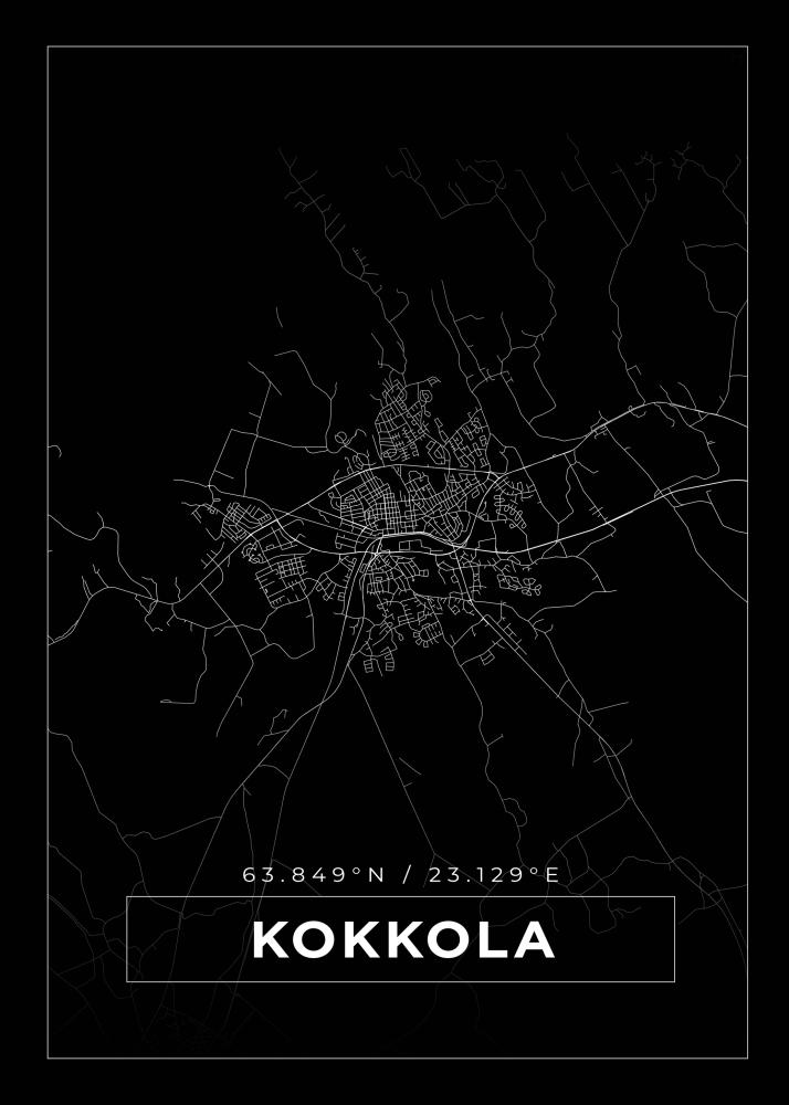 Kort - Kokkola - Sort Plakat