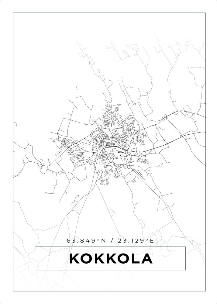 Kort - Kokkola - Hvid Plakat