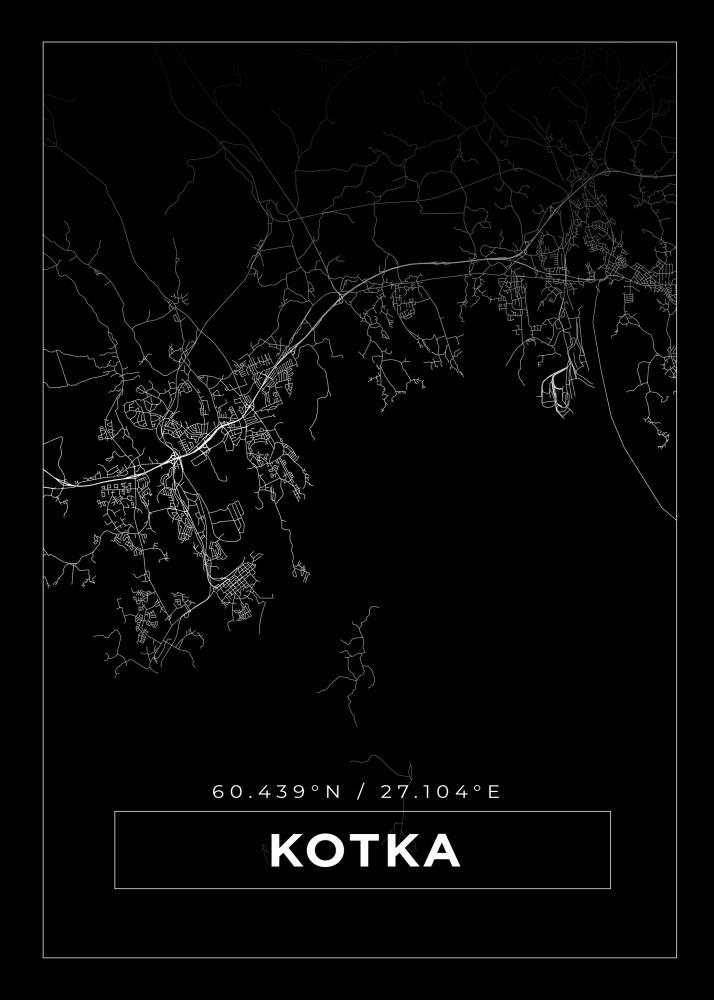 Kort - Kotka - Sort Plakat