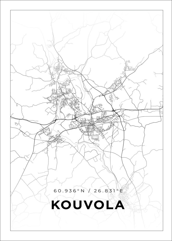 Kort - Kouvola - Hvid Plakat