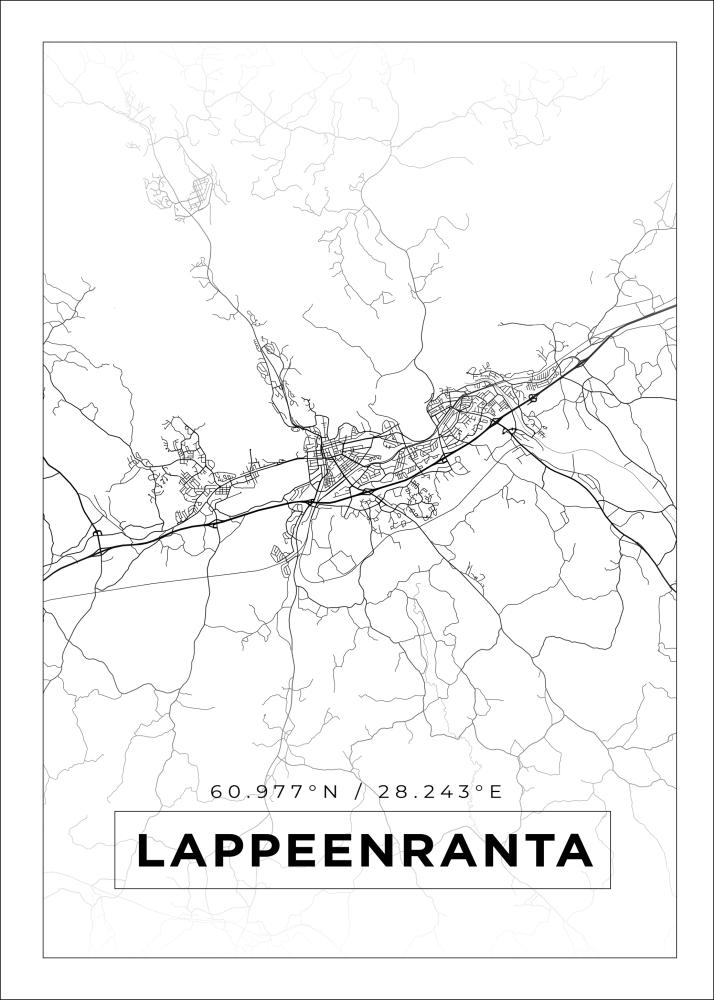 Kort - Lappeenranta - Hvid Plakat