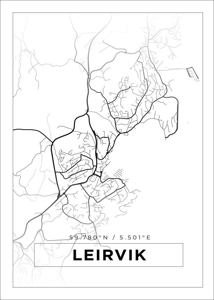 Kort - Leirvik - Hvid Plakat