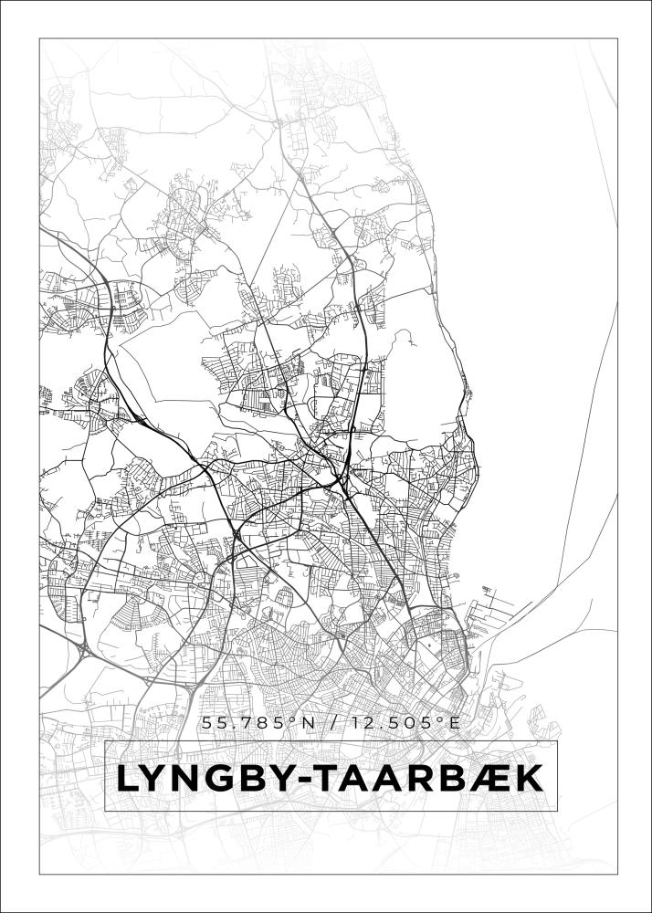 Kort - Lyngby-Taarbæk - Hvid Plakat