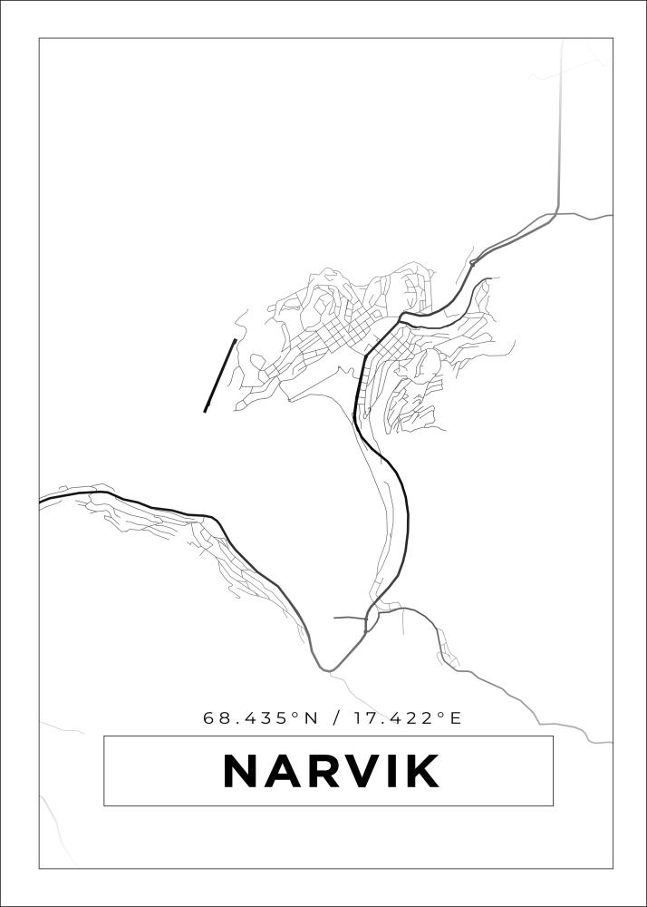 Kort - Narvik - Hvid Plakat