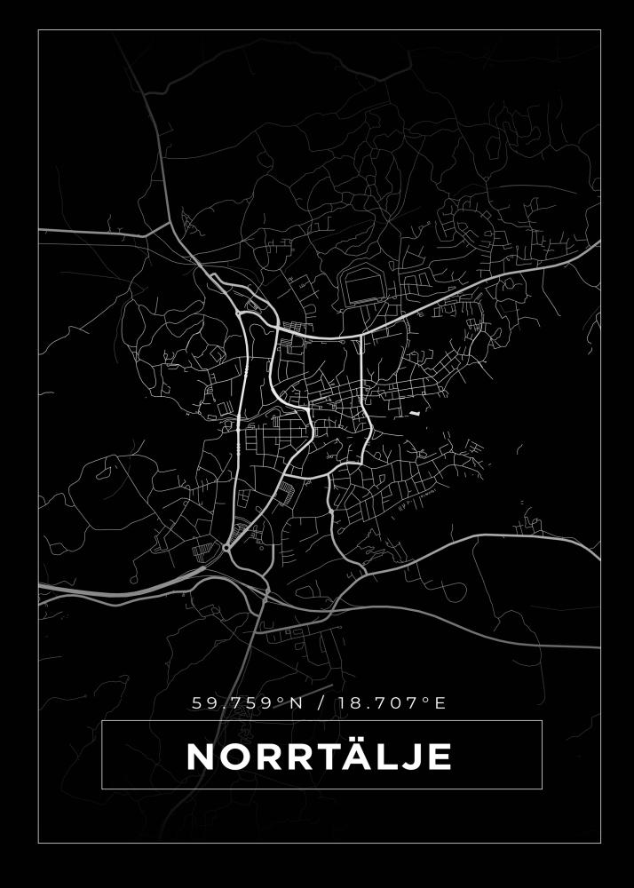 Kort - Norrtälje - Sort Plakat