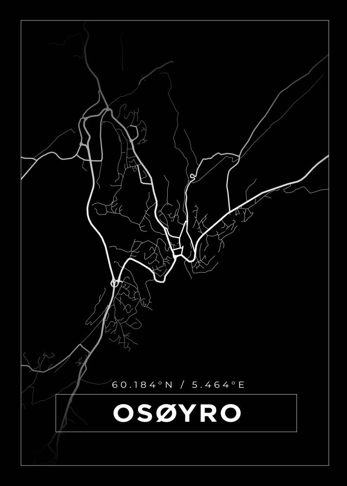 Kort - Osøyro - Sort Plakat