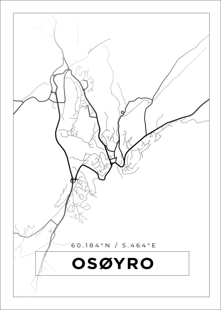 Kort - Osøyro - Hvid Plakat