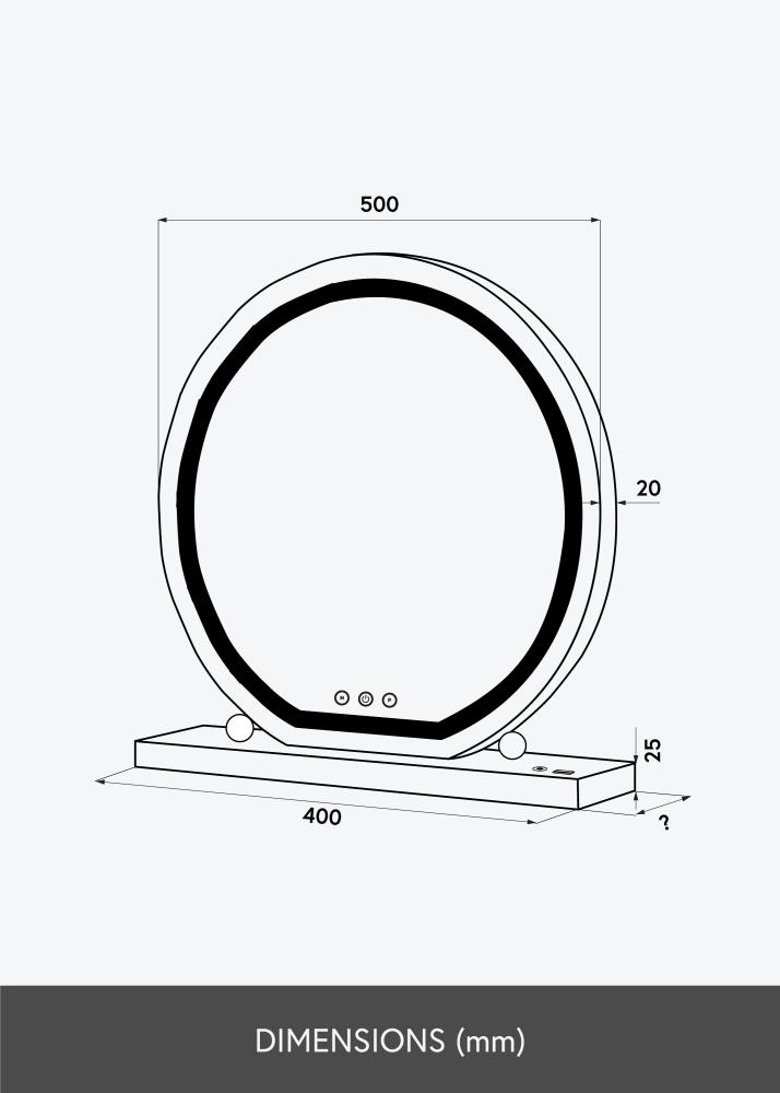 KAILA Makeupspejl Round LED Hvid 50 cm Ø