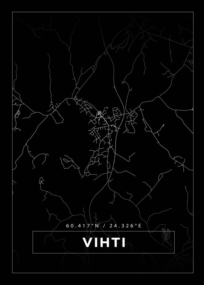 Kort - Vihti - Sort Plakat