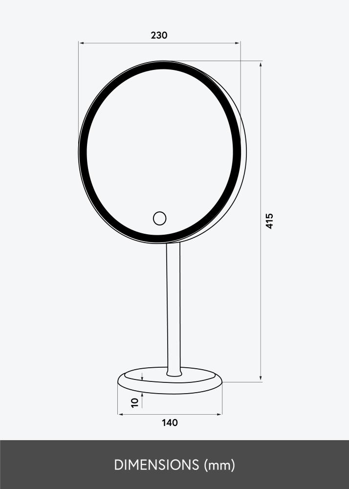 KAILA Makeupspejl Pillar LED Magnifying 20 cm Ø