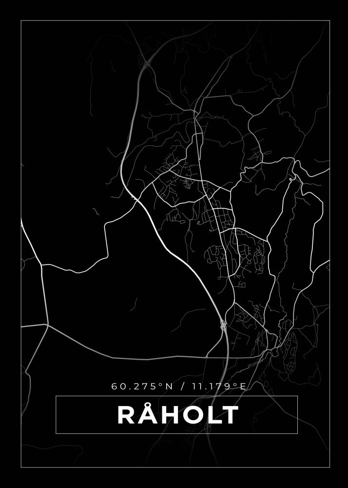 Kort - Råholt - Sort Plakat