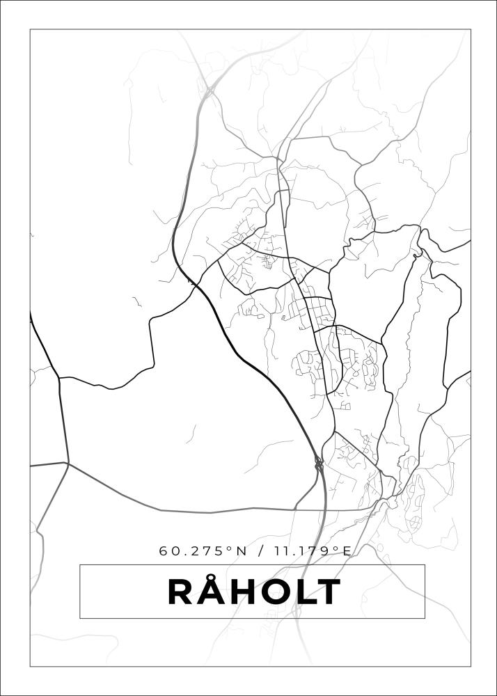 Kort - Råholt - Hvid Plakat