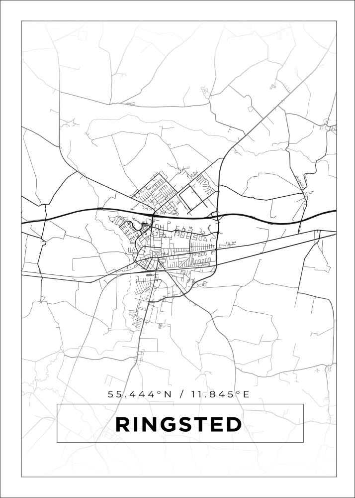 Kort - Ringsted - Hvid Plakat