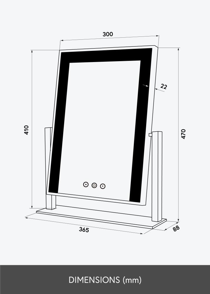 KAILA Makeupspejl Stand LED Hvid 30x41 cm