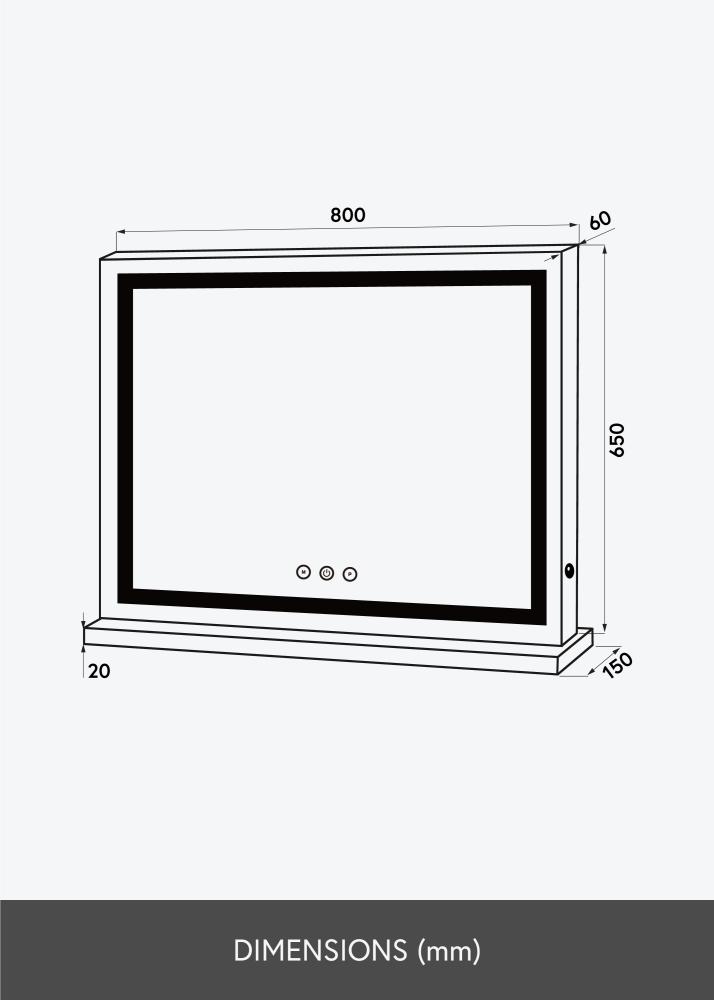 KAILA Makeupspejl Vanity LED Hvid 80x65 cm